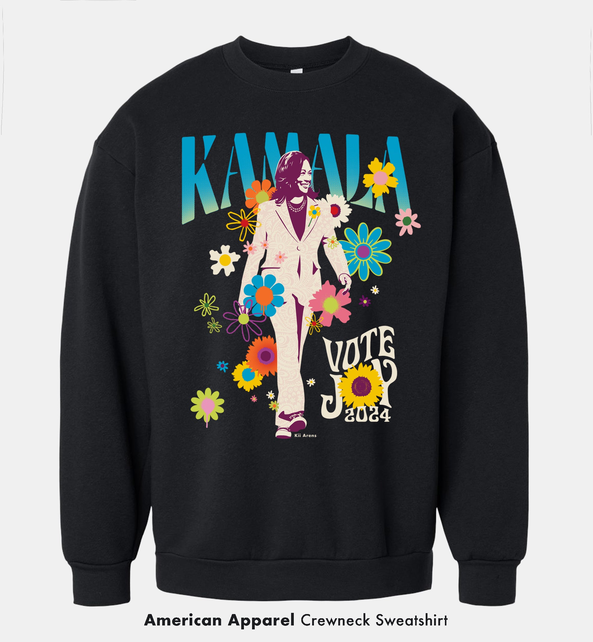 KAMALA VOTE JOY Black Crewneck Sweatshirt – Kii Arens Art